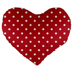 Red Polka Dots Large 19  Premium Heart Shape Cushions by LokisStuffnMore