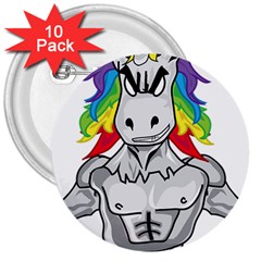 Angry Unicorn 3  Buttons (10 Pack)  by KAllan