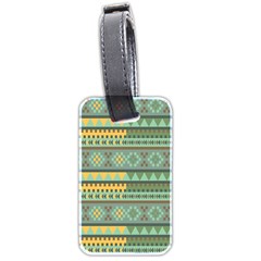 Bezold Effect Traditional Medium Dimensional Symmetrical Different Similar Shapes Triangle Green Yel Luggage Tags (two Sides)