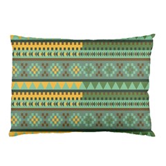 Bezold Effect Traditional Medium Dimensional Symmetrical Different Similar Shapes Triangle Green Yel Pillow Case (two Sides)