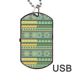 Bezold Effect Traditional Medium Dimensional Symmetrical Different Similar Shapes Triangle Green Yel Dog Tag Usb Flash (two Sides)