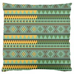 Bezold Effect Traditional Medium Dimensional Symmetrical Different Similar Shapes Triangle Green Yel Large Cushion Case (two Sides)