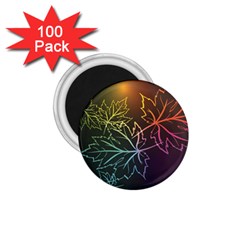 Beautiful Maple Leaf Neon Lights Leaves Marijuana 1 75  Magnets (100 Pack) 