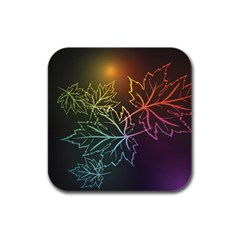 Beautiful Maple Leaf Neon Lights Leaves Marijuana Rubber Square Coaster (4 Pack)  by Mariart