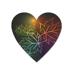 Beautiful Maple Leaf Neon Lights Leaves Marijuana Heart Magnet