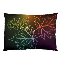 Beautiful Maple Leaf Neon Lights Leaves Marijuana Pillow Case (two Sides) by Mariart