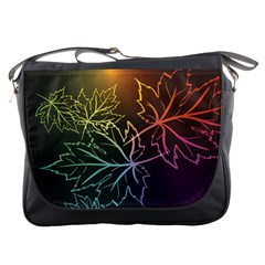 Beautiful Maple Leaf Neon Lights Leaves Marijuana Messenger Bags