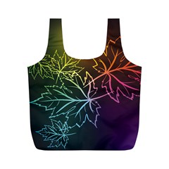 Beautiful Maple Leaf Neon Lights Leaves Marijuana Full Print Recycle Bags (m)  by Mariart