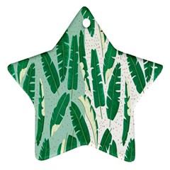 Banana Leaf Green Polka Dots Ornament (star) by Mariart