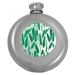 Banana Leaf Green Polka Dots Round Hip Flask (5 Oz)