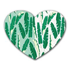Banana Leaf Green Polka Dots Heart Mousepads by Mariart