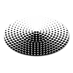 Black White Polkadots Line Polka Dots Oval Magnet by Mariart