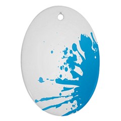 Blue Stain Spot Paint Oval Ornament (two Sides)