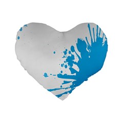 Blue Stain Spot Paint Standard 16  Premium Flano Heart Shape Cushions