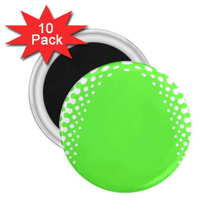 Bubble Polka Circle Green 2.25  Magnets (10 pack) 