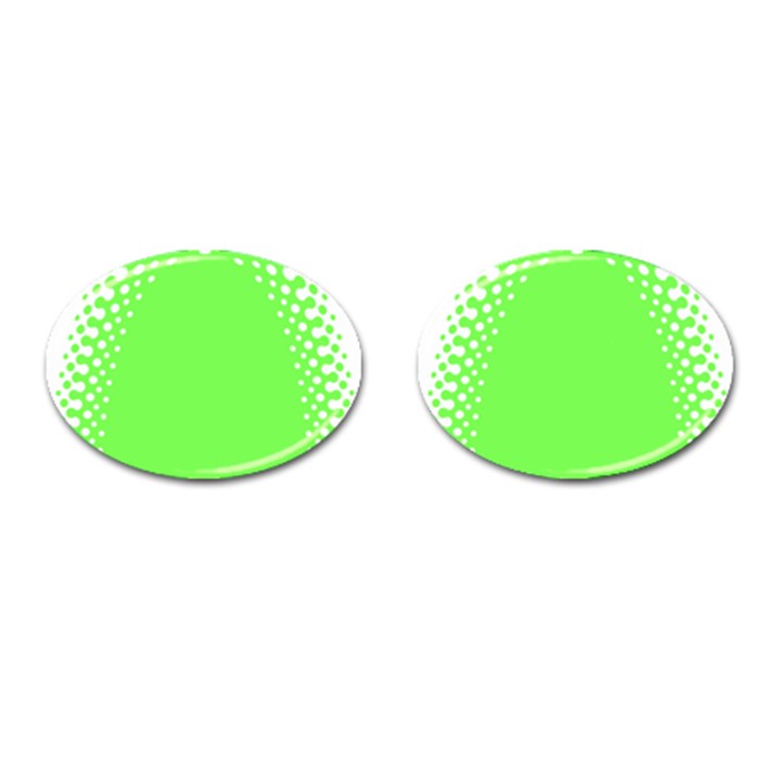 Bubble Polka Circle Green Cufflinks (Oval)