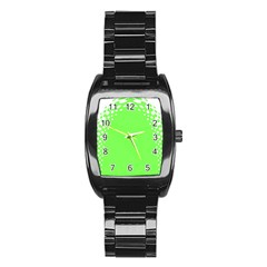 Bubble Polka Circle Green Stainless Steel Barrel Watch