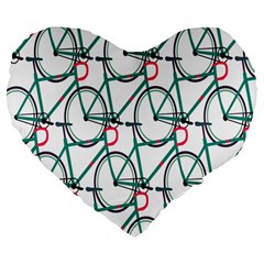 Bicycle Cycling Bike Green Sport Large 19  Premium Flano Heart Shape Cushions by Mariart