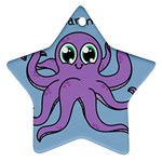 Colorful Cartoon Octopuses Pattern Fear Animals Sea Purple Ornament (Star) Front