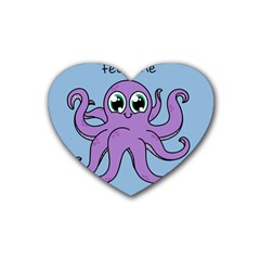 Colorful Cartoon Octopuses Pattern Fear Animals Sea Purple Heart Coaster (4 Pack)  by Mariart