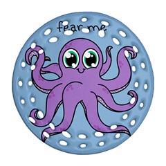 Colorful Cartoon Octopuses Pattern Fear Animals Sea Purple Ornament (round Filigree)