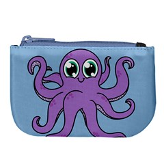 Colorful Cartoon Octopuses Pattern Fear Animals Sea Purple Large Coin Purse