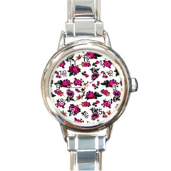 Crown Red Flower Floral Calm Rose Sunflower White Round Italian Charm Watch by Mariart