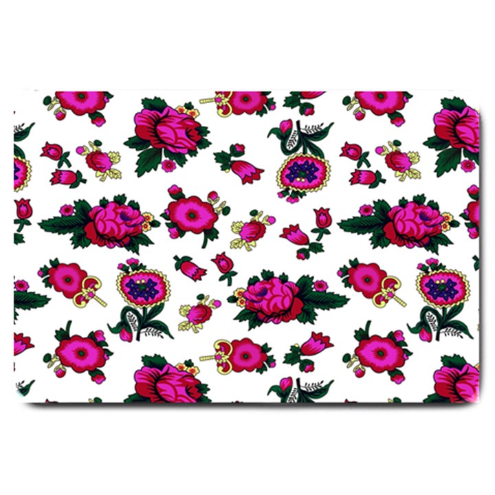 Crown Red Flower Floral Calm Rose Sunflower White Large Doormat 