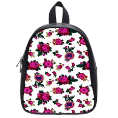 Crown Red Flower Floral Calm Rose Sunflower White School Bags (small) 