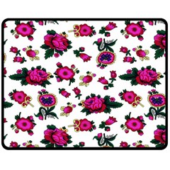 Crown Red Flower Floral Calm Rose Sunflower White Fleece Blanket (medium)  by Mariart