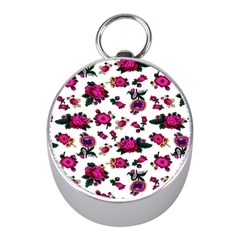 Crown Red Flower Floral Calm Rose Sunflower White Mini Silver Compasses by Mariart