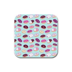 Donut Jelly Bread Sweet Rubber Square Coaster (4 Pack) 