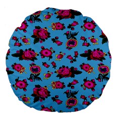 Crown Red Flower Floral Calm Rose Sunflower Large 18  Premium Flano Round Cushions by Mariart