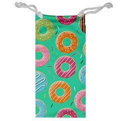 Doughnut Bread Donuts Green Jewelry Bag by Mariart