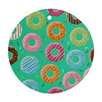 Doughnut Bread Donuts Green Round Ornament (Two Sides) Front