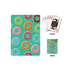 Doughnut Bread Donuts Green Playing Cards (mini)  by Mariart