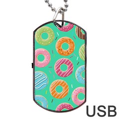 Doughnut Bread Donuts Green Dog Tag Usb Flash (two Sides) by Mariart