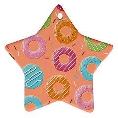 Doughnut Bread Donuts Orange Ornament (star) by Mariart