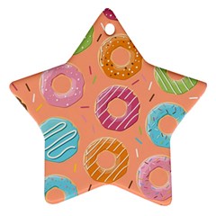 Doughnut Bread Donuts Orange Star Ornament (two Sides) by Mariart