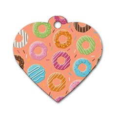 Doughnut Bread Donuts Orange Dog Tag Heart (one Side)