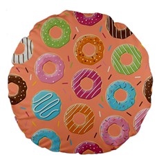 Doughnut Bread Donuts Orange Large 18  Premium Flano Round Cushions by Mariart