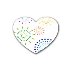 Fireworks Illustrations Fire Partty Polka Rubber Coaster (heart) 