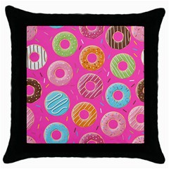 Doughnut Bread Donuts Pink Throw Pillow Case (black)