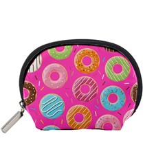 Doughnut Bread Donuts Pink Accessory Pouches (small)  by Mariart