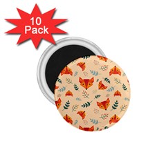 Foxes Animals Face Orange 1 75  Magnets (10 Pack) 