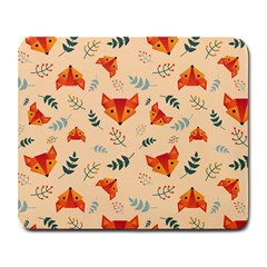 Foxes Animals Face Orange Large Mousepads by Mariart