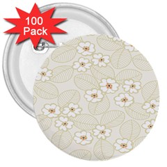 Flower Floral Leaf 3  Buttons (100 Pack) 