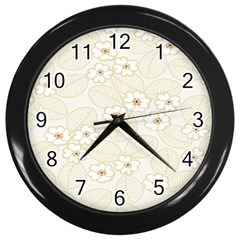 Flower Floral Leaf Wall Clocks (black) by Mariart