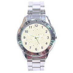 Flower Floral Leaf Stainless Steel Analogue Watch