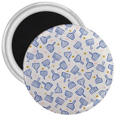 Glass Polka Circle Blue 3  Magnets by Mariart